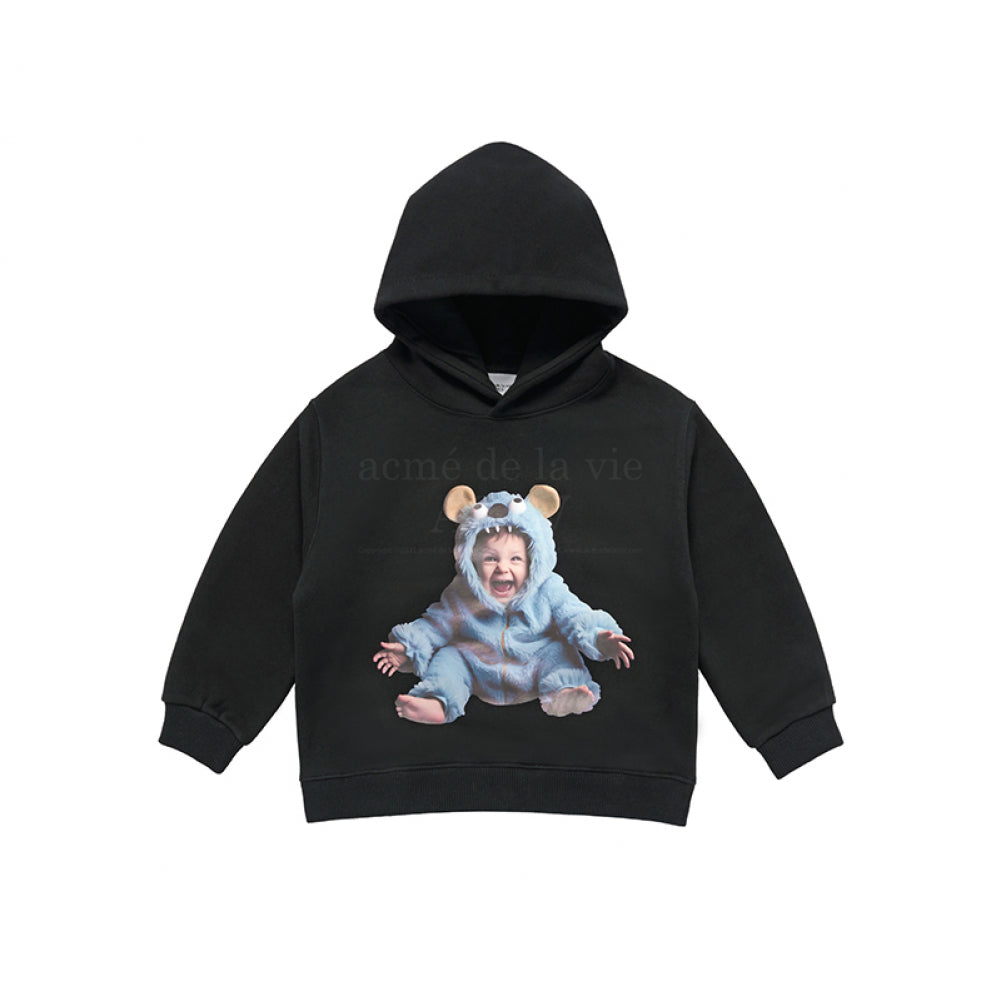 KIDS BABY FACE MONSTER BABY HOODIE BLACK – ADLV Australia