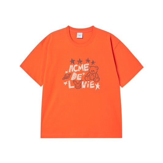 UNIVERSE DRAWING SHORT SLEEVE T-SHIRT ORANGE