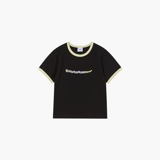 KIDS SNAKE INITIAL RINGER SHORT SLEEVE T-SHIRT BLACK