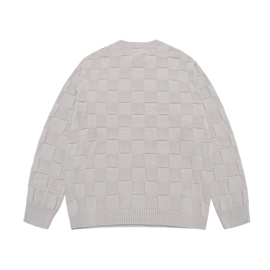 SQUARE STRUCTURE ARTWORK KNIT LIGHT GRAY