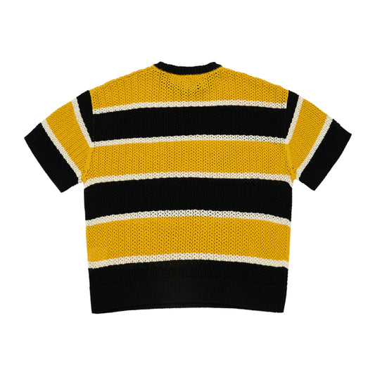 OVERSIZE STRIPE SHORT SLEEVE KNIT YELLOW