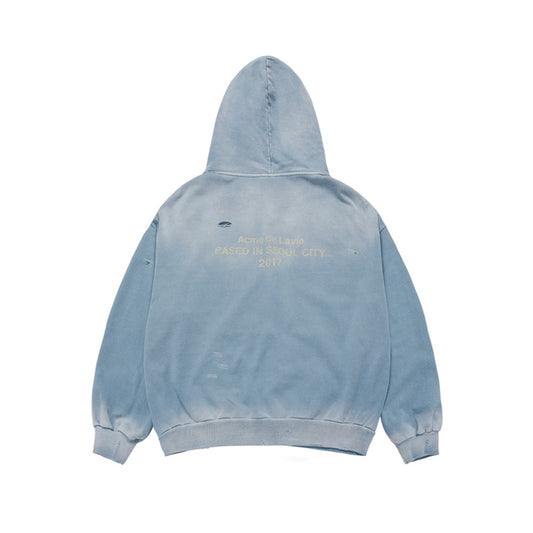 DISTRESSED HOODIE SKY BLUE