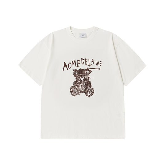 DRAWING BEAR SHORT SLEEVE T-SHIRT CREAM