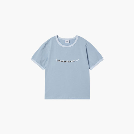 KIDS SNAKE INITIAL RINGER SHORT SLEEVE T-SHIRT SKY BLUE