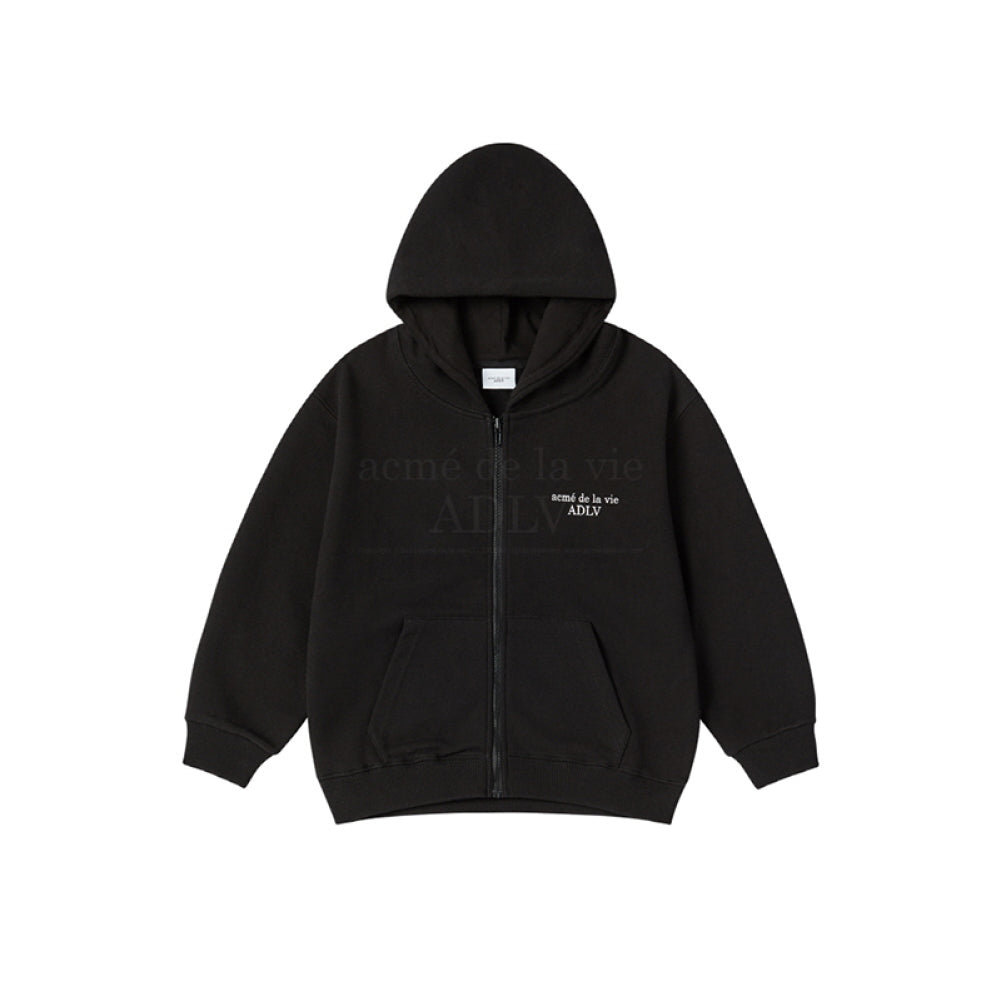 KIDS BASIC LOGO HOODIE ZIP UP-BLACK – ADLV Australia