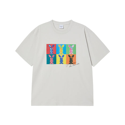 ALIEN RABBIT POPART SHORT SLEEVE T-SHIRT LIGHT GRAY