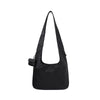 VEGAN LEATHER STITCH LOGO POINT SHOULDER BAG BLACK