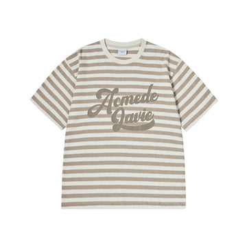 STRIPE LOGO PRINT SHORT SLEEVE T-SHIRT BEIGE
