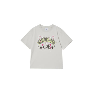 KIDS STAR RABBIT SHORT SLEEVE T-SHIRT LIGHT GRAY