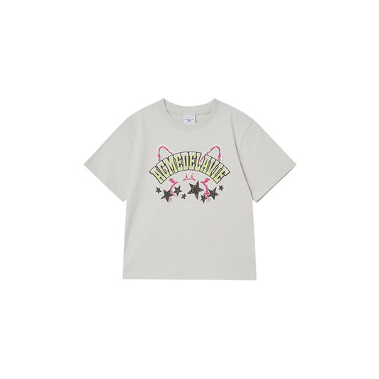 KIDS STAR RABBIT SHORT SLEEVE T-SHIRT LIGHT GRAY