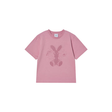 KIDS SOLO RABBIT ALIEN SHORT SLEEVE T-SHIRT LIGHT PINK