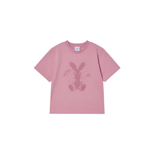 KIDS SOLO RABBIT ALIEN SHORT SLEEVE T-SHIRT LIGHT PINK