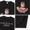 BABY FACE WATERMELON GIRL SLEEVE T-SHIRT BLACK