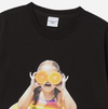 BABY FACE ORANGE TUBE SLEEVE T-SHIRT BLACK