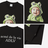 BABY FACE FROG BABY SLEEVE T-SHIRT BLACK
