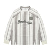 STRIPE FOOTBALL JERSEY LONG SLEEVE T-SHIRT LIGHT GRAY