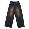 FRONT SIDE LINE SEMI TAPERED DENIM PANTS BLACK