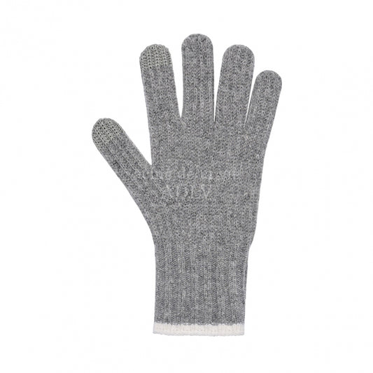 A LOGO EMBLEM EMBROIDERY KNIT GLOVES MELANGE