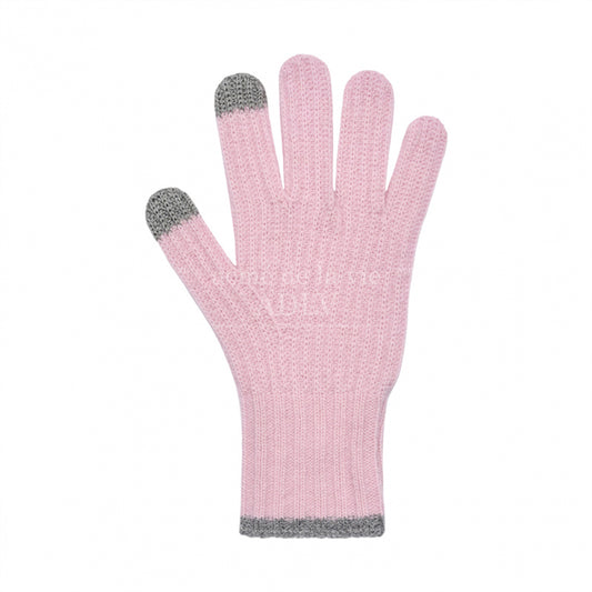 A LOGO EMBLEM EMBROIDERY KNIT GLOVES PINK