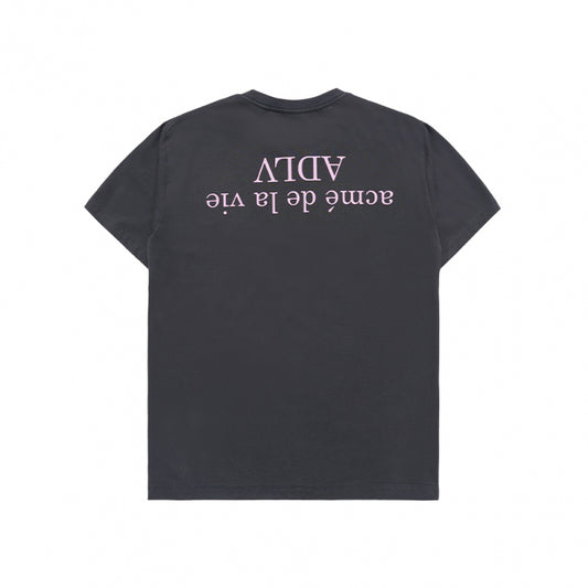 [acmé de la vie X HOSHI]  UPSIDE DOWN BASIC LOGO SHORT SLEEVE T-SHIRT CHARCOAL