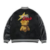 [acmé de la vie X HOSHI]  PIXEL BEAR ARTWORK VARSITY JACKET BLACK