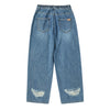 DESTROYED DENIM BANDING PANTS BLUE