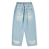 DESTROYED DENIM BANDING PANTS LIGHT BLUE