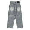 DENIM SET UP WIDE PANTS GRAY