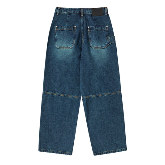 WAIST STRING CARPENTER DENIM PANTS BLUE