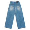 CAT BRUSH WASHING SEMI WIDE WOMAN DENIM PANTS BLUE
