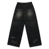 DAMAGE STITCH WASHING DENIM PANTS BLACK
