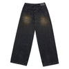 FRONT SIDE LINE SEMI TAPERED DENIM PANTS BLACK