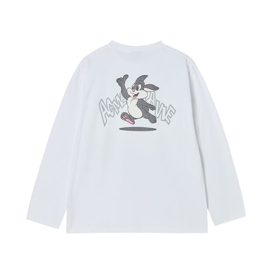 CARTOON CHINCHILLA LONG SLEEVE T-SHIRT WHITE