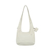 VEGAN LEATHER STITCH LOGO POINT SHOULDER BAG WHITE
