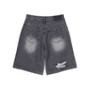 HEM LINE DESTROYED DENIM SHORT PANTS GREY