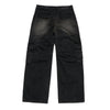 WIDE DENIM FATIGUE CARGO PANTS BLACK