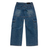 WIDE DENIM FATIGUE CARGO PANTS BLUE