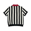 COLLAR POINT STRIPE SHORT SLEEVE KNIT BLACK