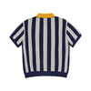 COLLAR POINT STRIPE SHORT SLEEVE KNIT NAVY