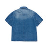 OVERSIZE WASHING DENIM SHORT SLEEVE SHIRTS BLUE