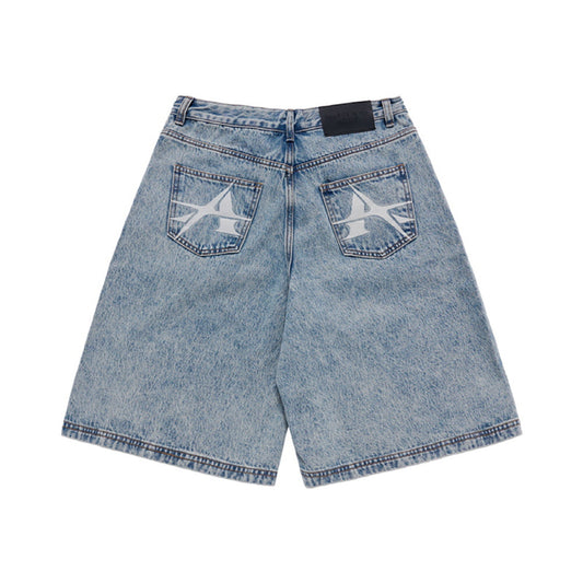 POINT LOGO POCKET DENIM SHORT PANTS LIGHT BLUE