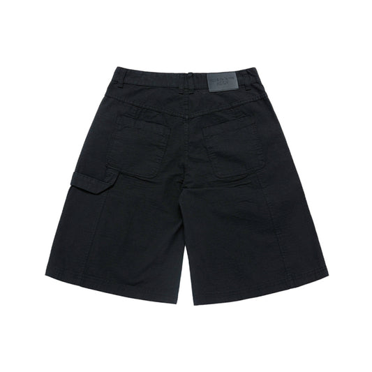 ZIPPER DETAIL DENIM SHORT PANTS BLACK