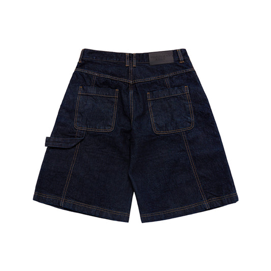 ZIPPER DETAIL DENIM SHORT PANTS DARK BLUE