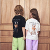 KIDS RABBIT BEAR DOLL LOGO SHORT SLEEVE T-SHIRT-CREAM