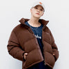BASIC LOGO OVERSIZE CORDUROY SHORT DUCK DOWN JACKET BROWN