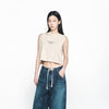 BASIC LOGO WOMAN CROP SLEEVELESS CREAM