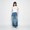 WIDE DENIM FATIGUE CARGO PANTS BLUE