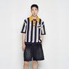 COLLAR POINT STRIPE SHORT SLEEVE KNIT NAVY