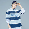 OVERSIZE STRIPE SHORT SLEEVE KNIT BLUE
