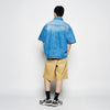 OVERSIZE WASHING DENIM SHORT SLEEVE SHIRTS BLUE